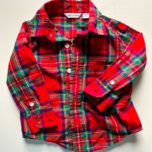 Janie and jack baby boy infant button down Christmas plaid
